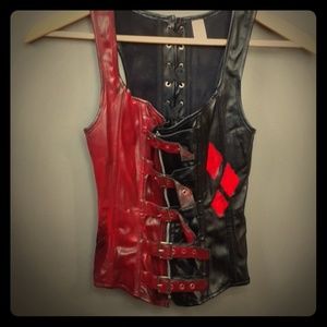 Hand painted faux leather corset